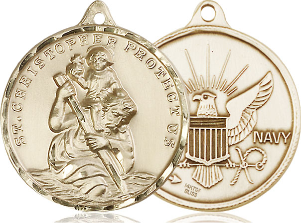 14kt Gold Filled Saint Christopher Navy Medal