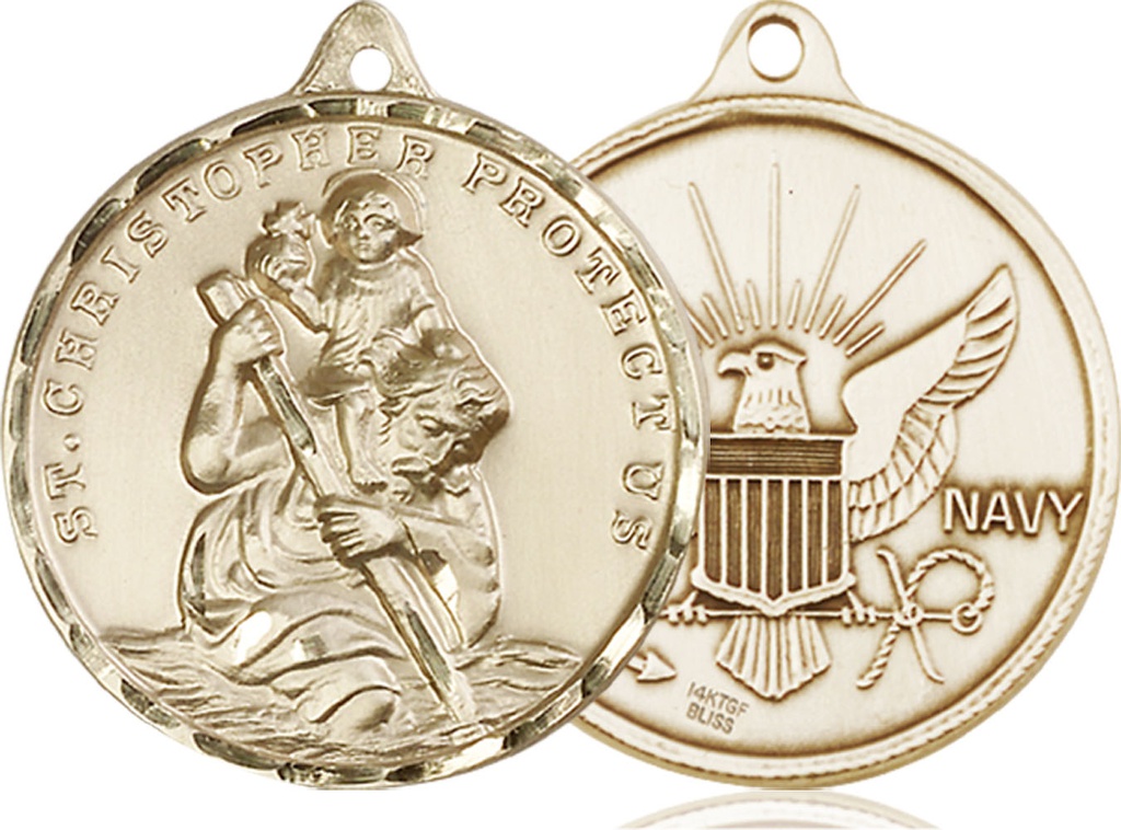 14kt Gold Filled Saint Christopher Navy Medal