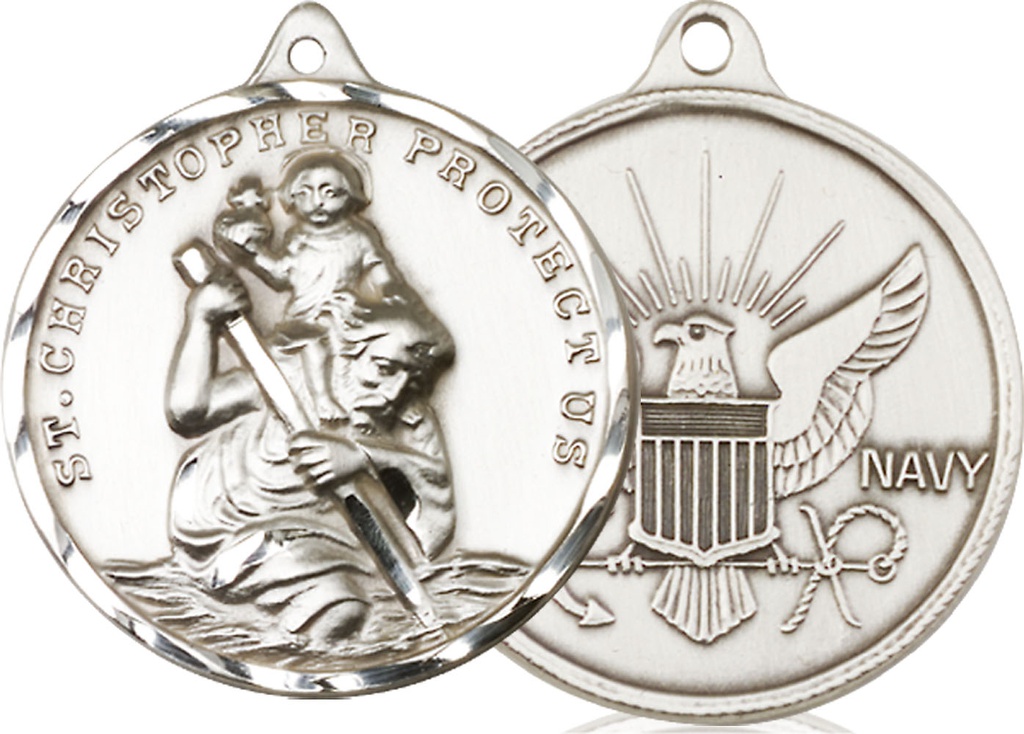 Sterling Silver Saint Christopher Navy Medal
