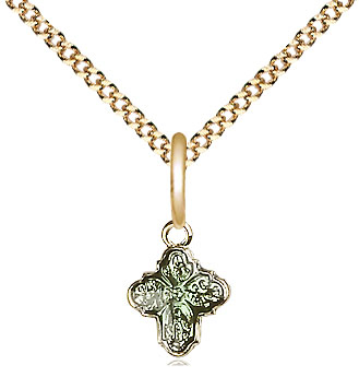 Gold Plate Sterling Silver 4-Way Pendant on a 18 inch Gold Plate Light Curb chain