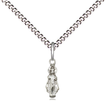 Sterling Silver Infant Pendant on a 18 inch Light Rhodium Light Curb chain