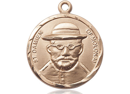 14kt Gold Saint Damien of Molokai Medal
