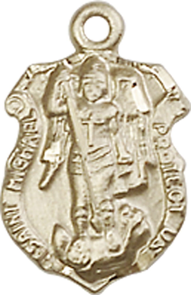 14kt Gold Saint Michael the Archangel Shield Medal