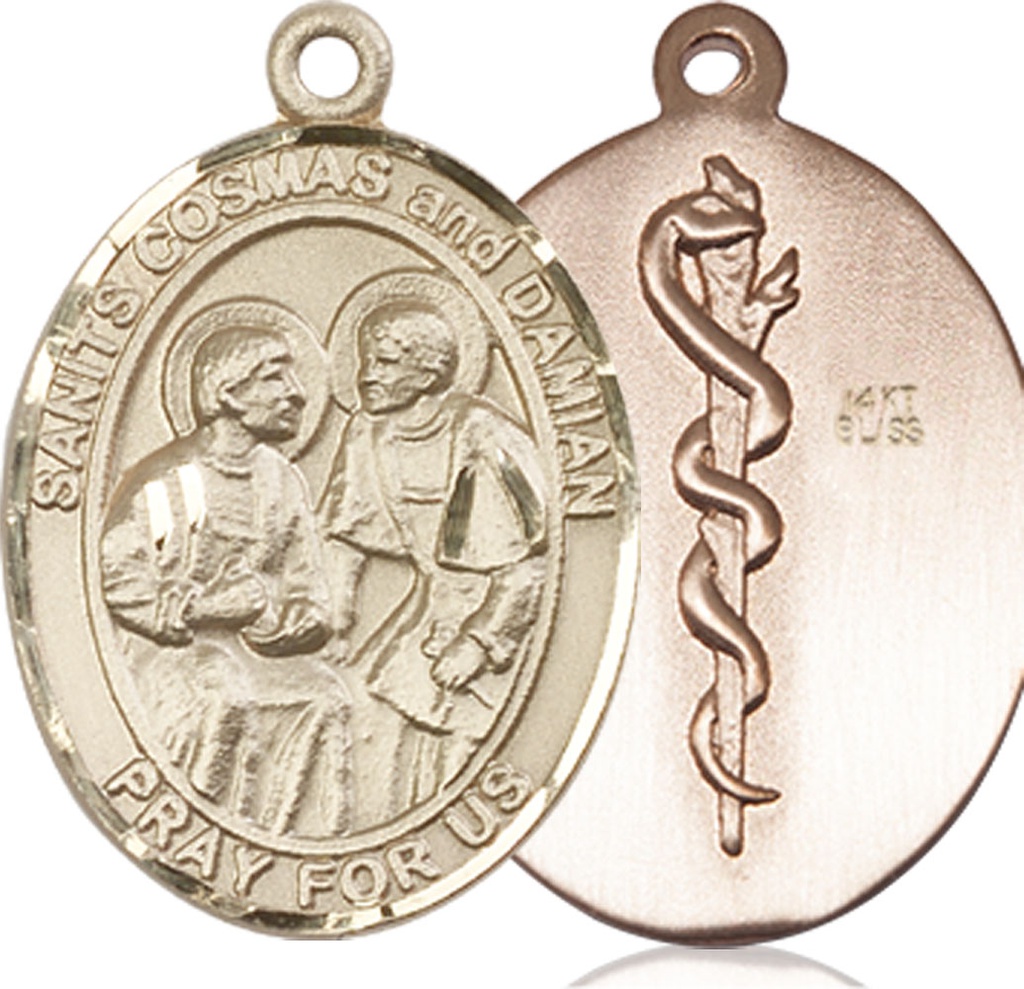 14kt Gold Saints Cosmas &amp; Damian Doctors Medal