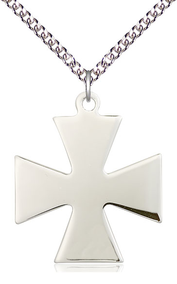 Sterling Silver Surfer Cross Pendant on a 24 inch Sterling Silver Heavy Curb chain