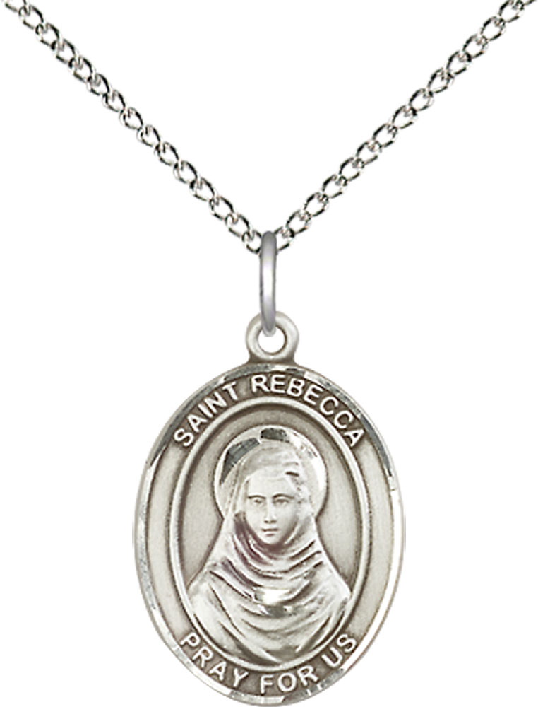 Sterling Silver Saint Rebecca Pendant on a 18 inch Sterling Silver Light Curb chain