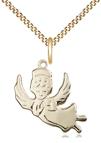 14kt Gold Filled Angel Pendant on a 18 inch Gold Plate Light Curb chain