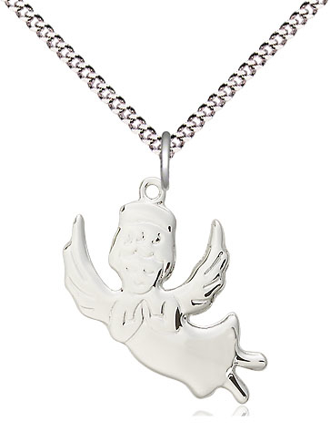 Sterling Silver Angel Pendant on a 18 inch Light Rhodium Light Curb chain
