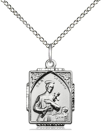 Sterling Silver Saint Gerard Pendant on a 18 inch Sterling Silver Light Curb chain