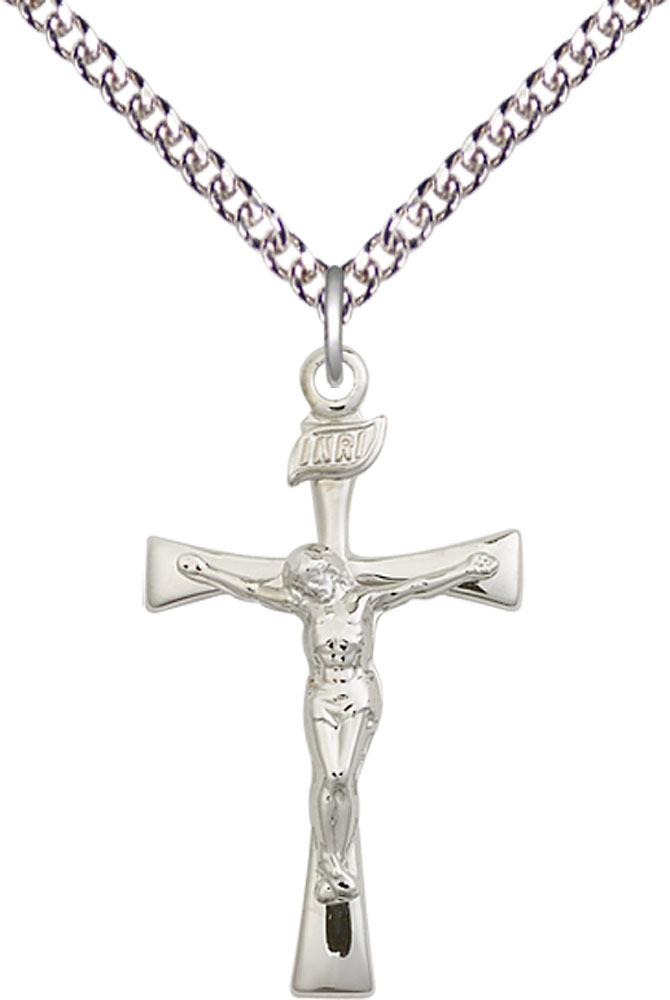 Sterling Silver Maltese Crucifix Pendant on a 24 inch Sterling Silver Heavy Curb chain