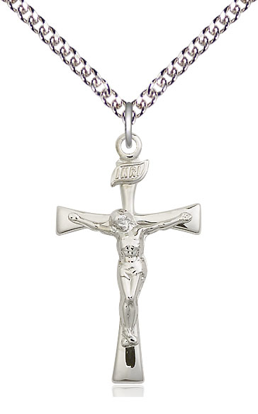 Sterling Silver Maltese Crucifix Pendant on a 24 inch Sterling Silver Heavy Curb chain