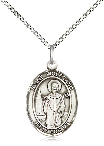 Sterling Silver Saint Wolfgang Pendant on a 18 inch Sterling Silver Light Curb chain