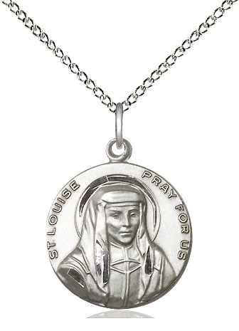 Sterling Silver Saint Louise Pendant on a 18 inch Sterling Silver Light Curb chain