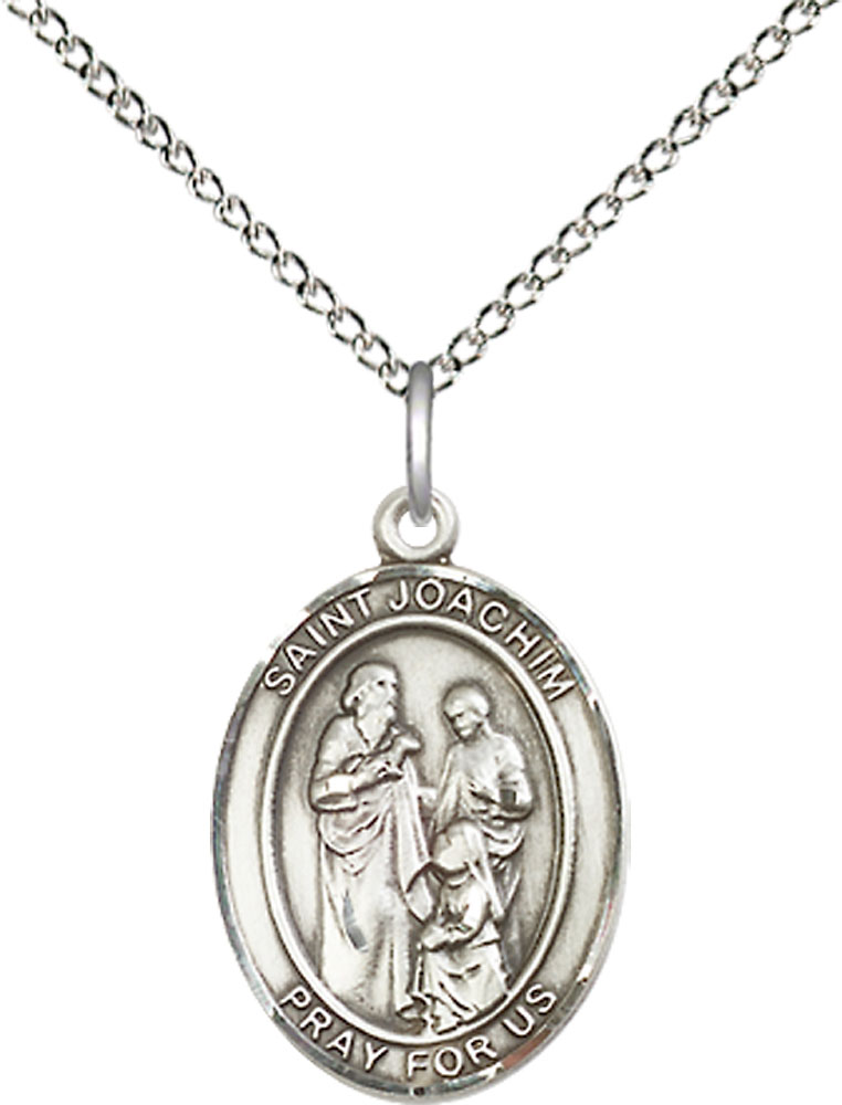 Sterling Silver Saint Joachim Pendant on a 18 inch Sterling Silver Light Curb chain