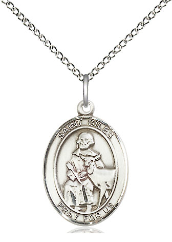 Sterling Silver Saint Giles Pendant on a 18 inch Sterling Silver Light Curb chain