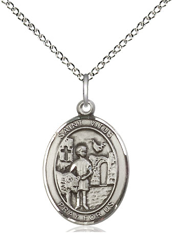 Sterling Silver Saint Vitus Pendant on a 18 inch Sterling Silver Light Curb chain