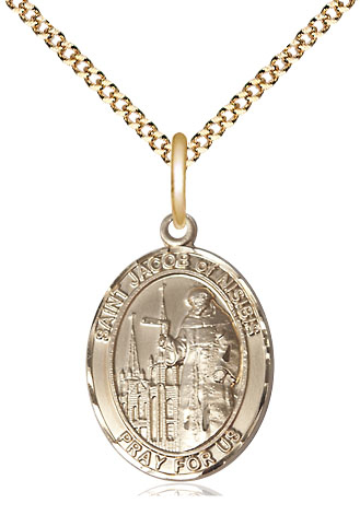 14kt Gold Filled Saint Jacob of Nisibis Pendant on a 18 inch Gold Plate Light Curb chain