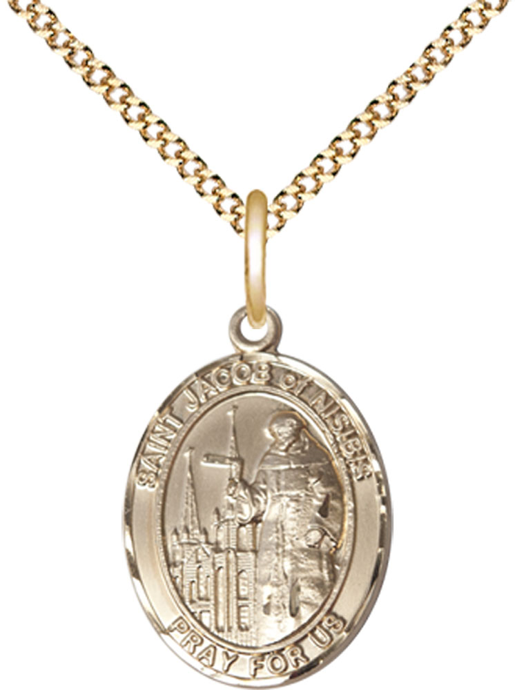 14kt Gold Filled Saint Jacob of Nisibis Pendant on a 18 inch Gold Plate Light Curb chain