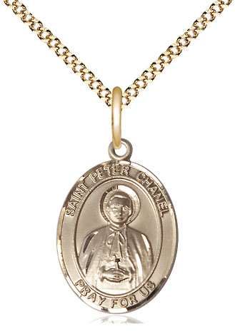 14kt Gold Filled Saint Peter Chanel Pendant on a 18 inch Gold Plate Light Curb chain