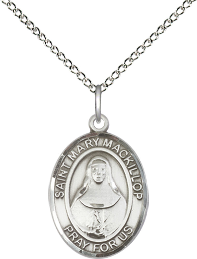 Sterling Silver Saint Mary Mackillop Pendant on a 18 inch Sterling Silver Light Curb chain