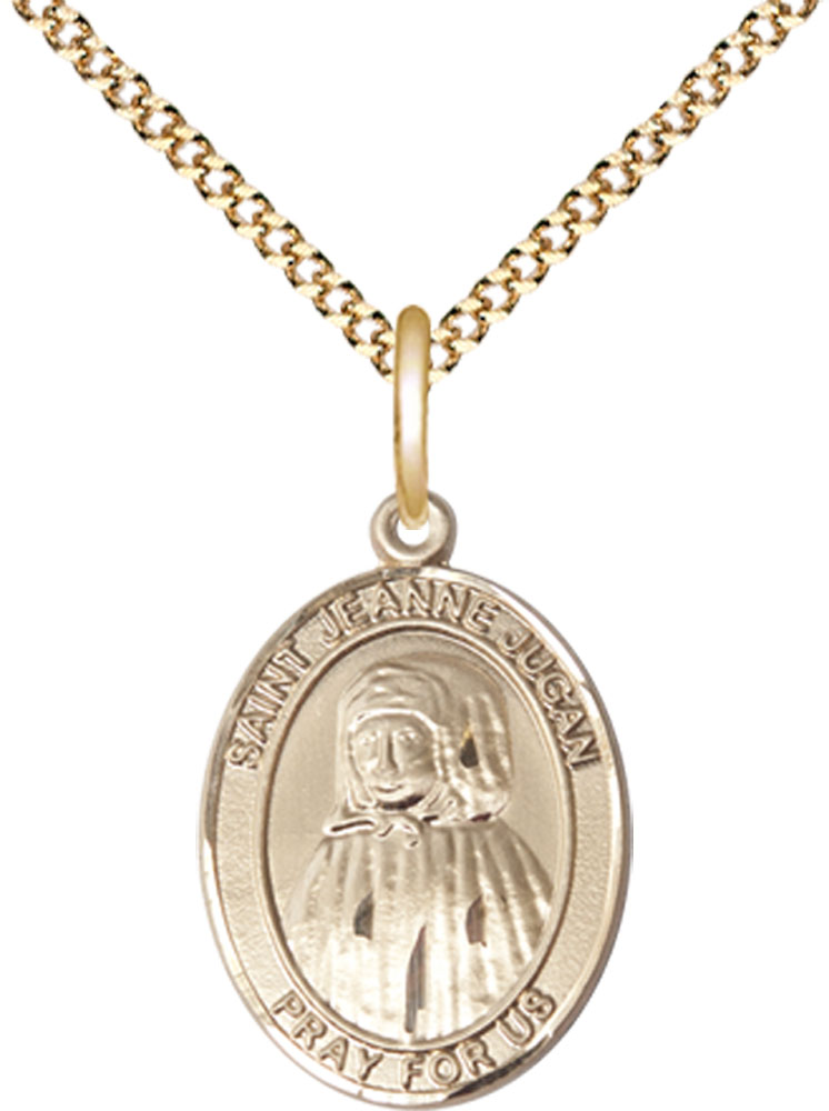 14kt Gold Filled Saint Jeanne Jugan Pendant on a 18 inch Gold Plate Light Curb chain