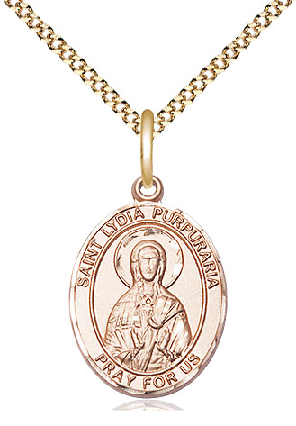 14kt Gold Filled Saint Lydia Purpuraria Pendant on a 18 inch Gold Plate Light Curb chain
