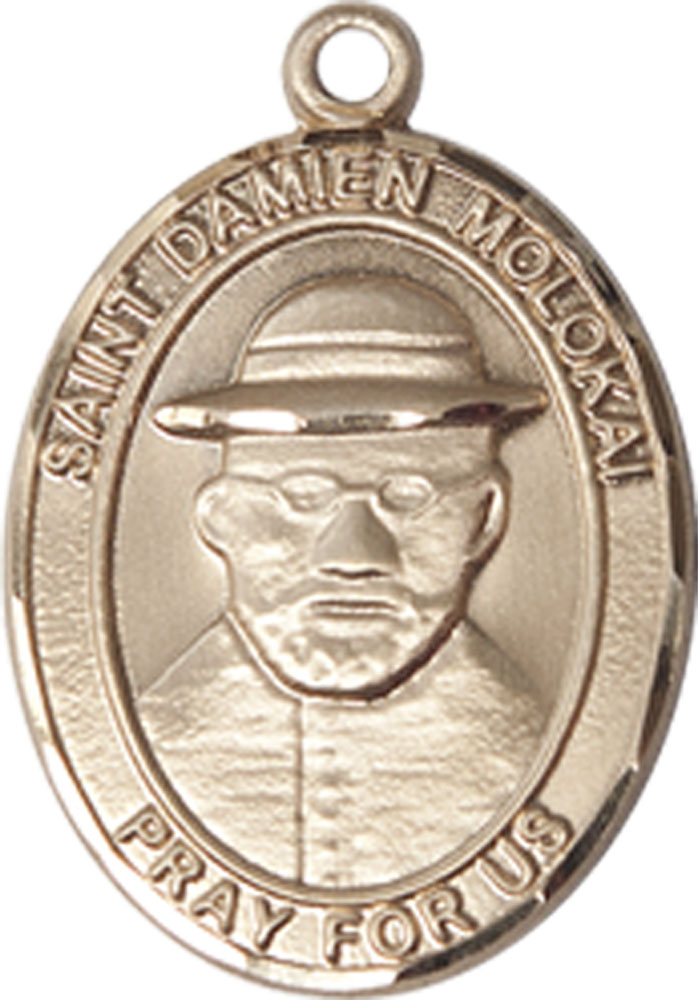 14kt Gold Filled Saint Damien of Molokai Medal