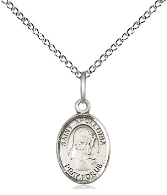 Sterling Silver Saint Apollonia Pendant on a 18 inch Sterling Silver Light Curb chain