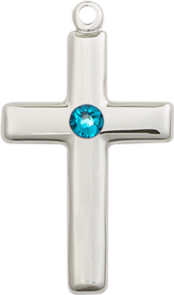Sterling Silver Cross Medal with a 3mm Zircon Swarovski stone