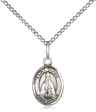 Sterling Silver Saint Blaise Pendant on a 18 inch Sterling Silver Light Curb chain