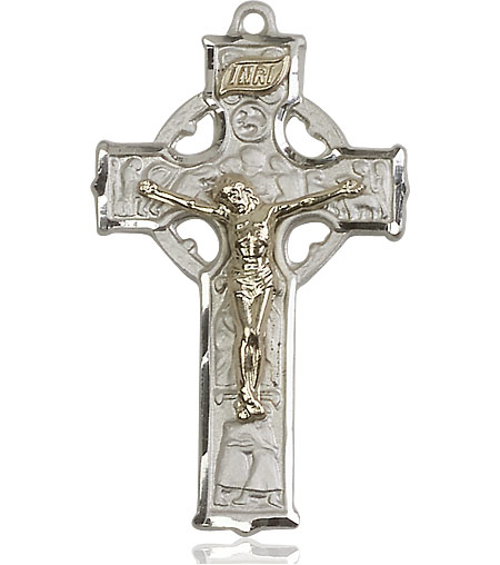 Two-Tone GF/SS Mens Celtic Crucifix Medal