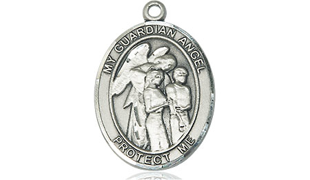 Sterling Silver Guardian Angel w/Children Medal