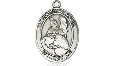 Sterling Silver Guardian Angel Protector Medal