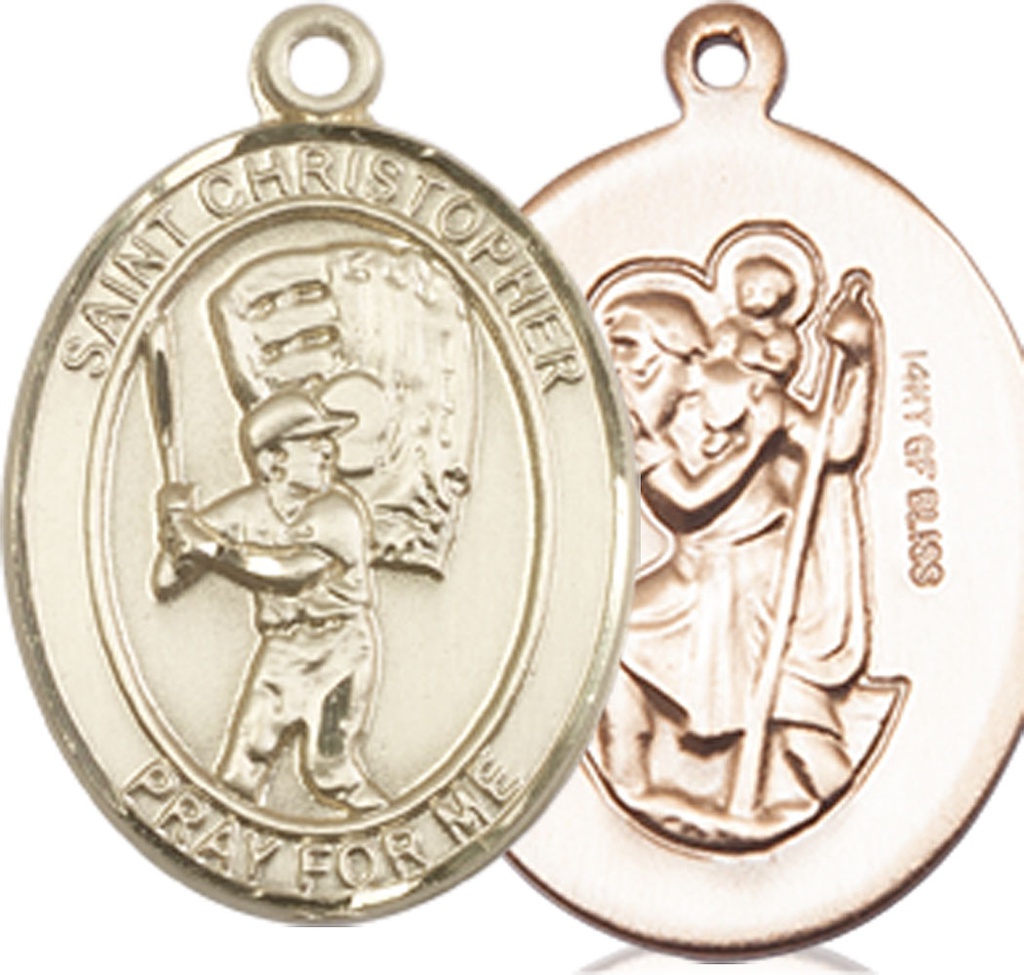 14kt Gold Filled Saint Christopher Baseball Medal