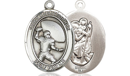 Sterling Silver Saint Christpher Football Medal