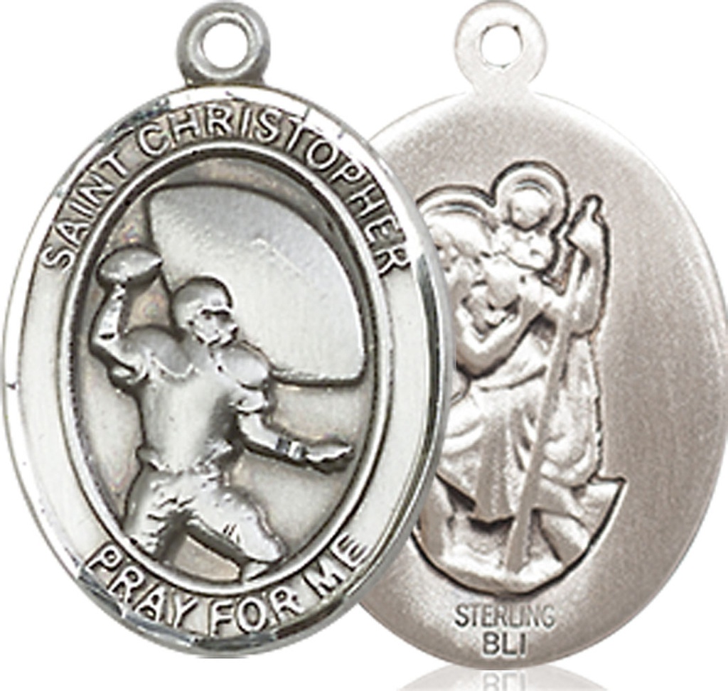 Sterling Silver Saint Christpher Football Medal