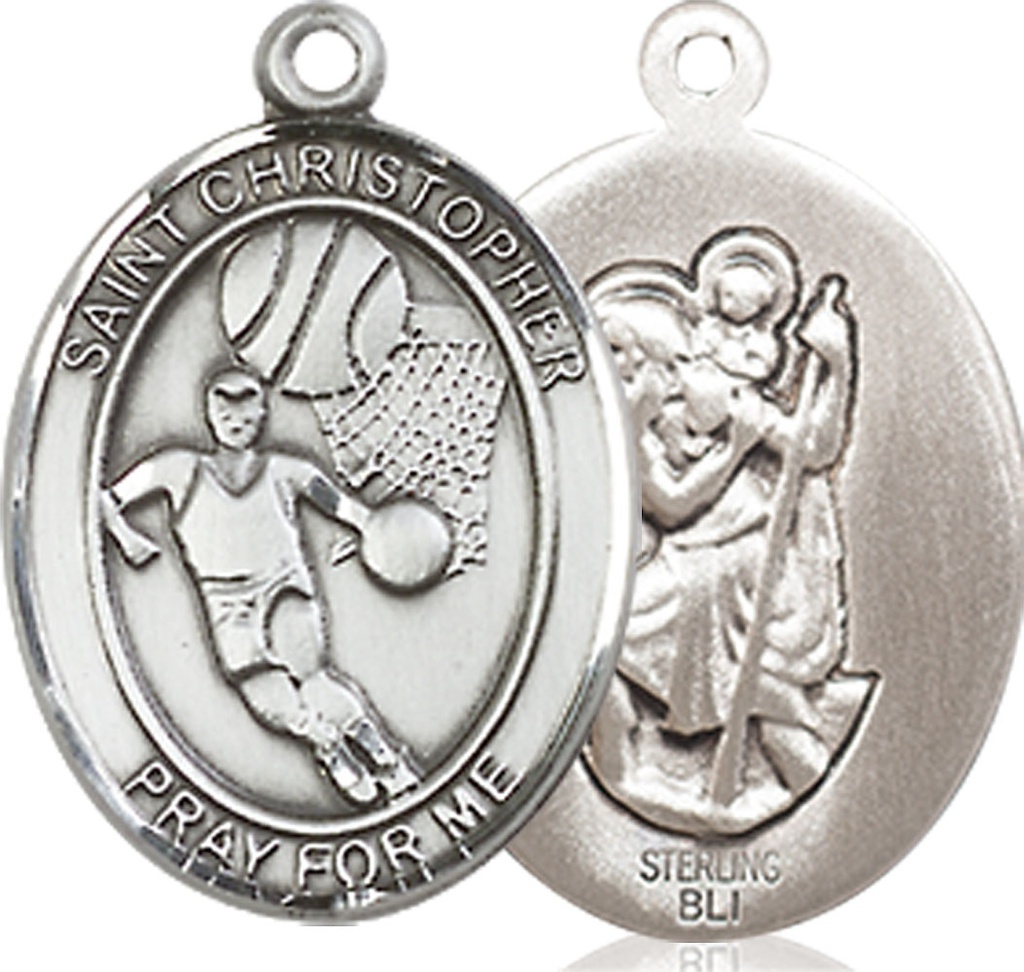 Sterling Silver Saint Christopher Basketball Medal