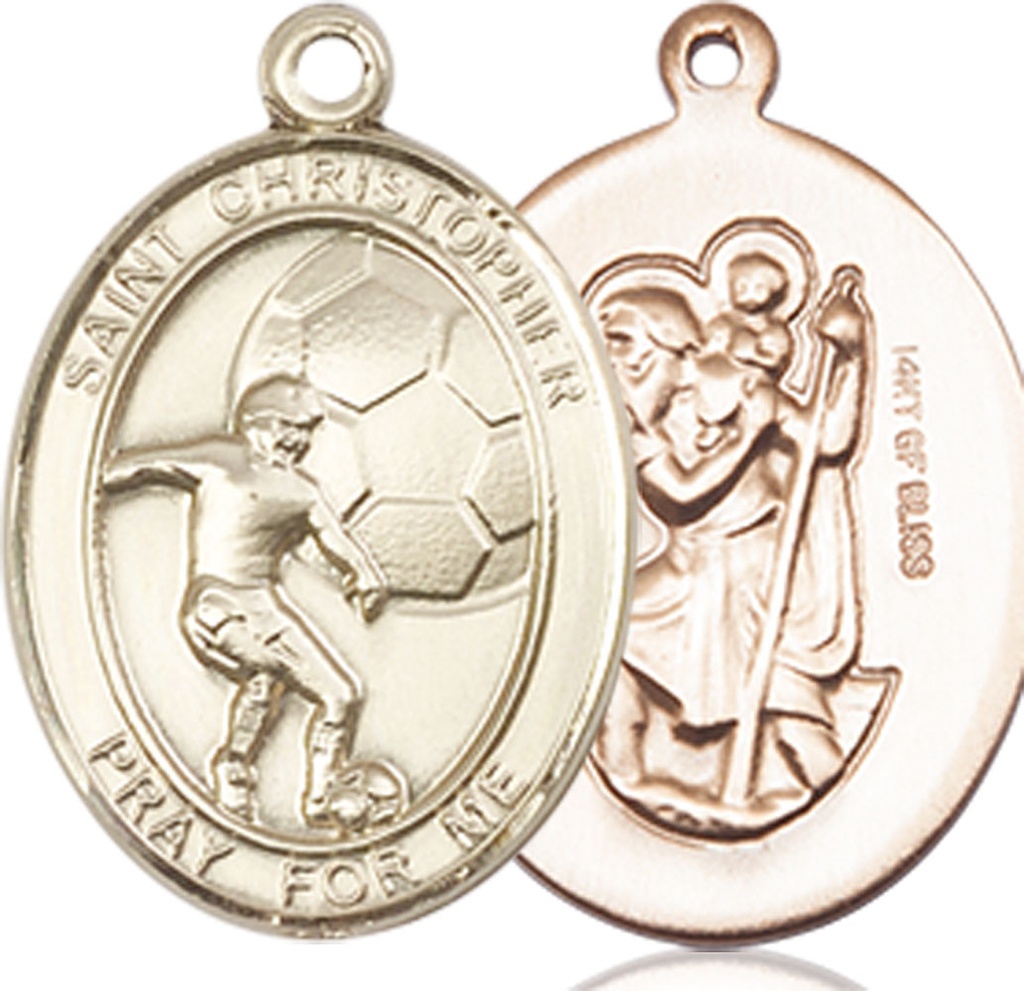 14kt Gold Filled Saint Christopher Soccer Medal