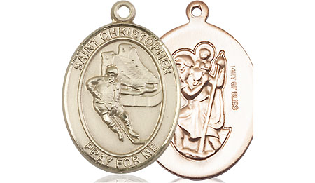 14kt Gold Filled Saint Christopher Hockey Medal