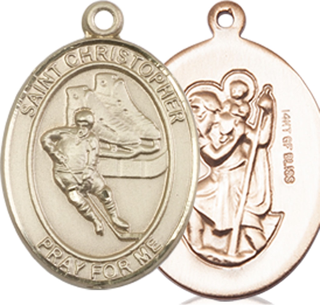 14kt Gold Filled Saint Christopher Hockey Medal