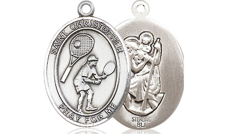 Sterling Silver Saint Christopher Tennis Medal