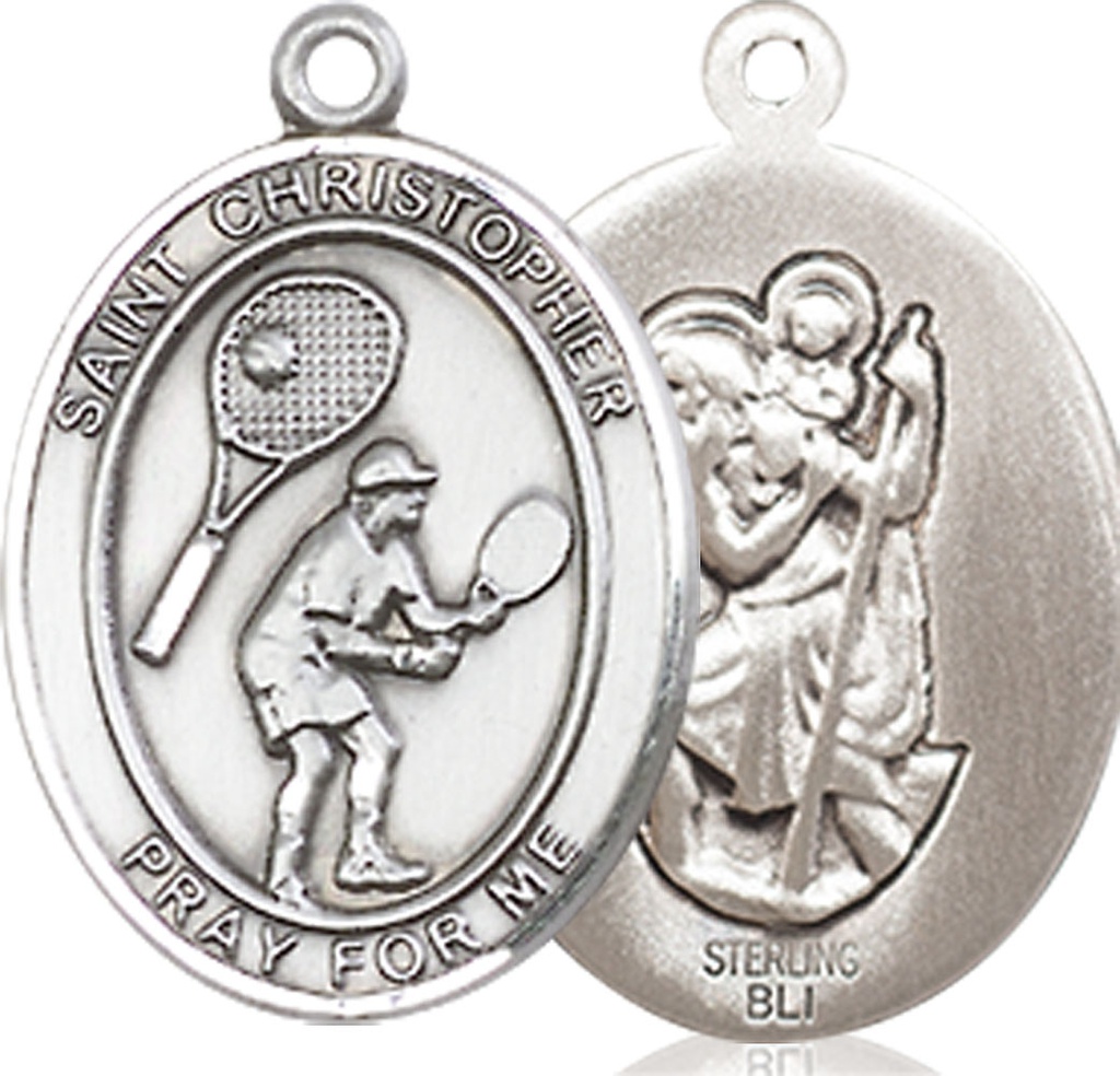 Sterling Silver Saint Christopher Tennis Medal