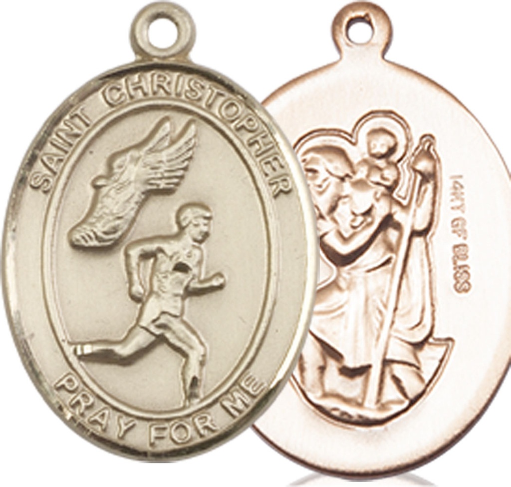 14kt Gold Filled Saint Christopher Track&amp;Field Medal