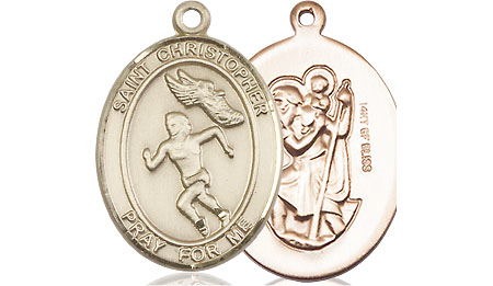 14kt Gold Filled Saint Christopher Track&amp;Field Medal