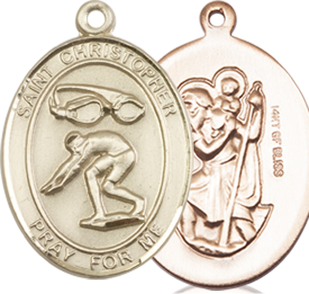 14kt Gold Filled Saint Christopher Swimming Medal