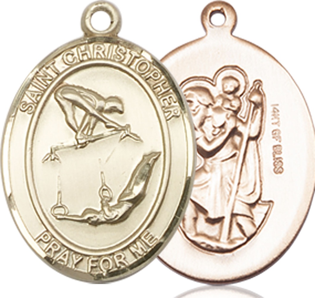 14kt Gold Filled Saint Christopher Gymnastics Medal