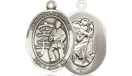 Sterling Silver Saint Christopher Karate Medal
