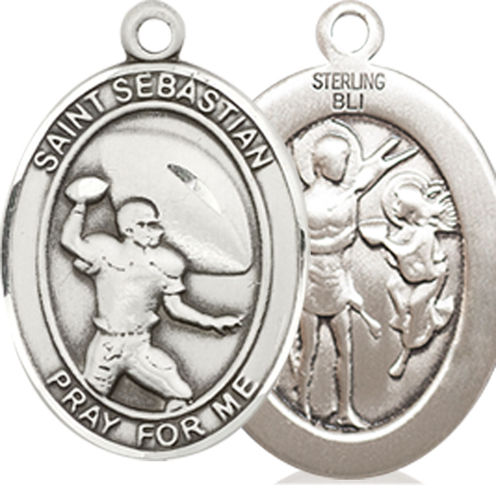 Sterling Silver Saint Sebastian Football Medal