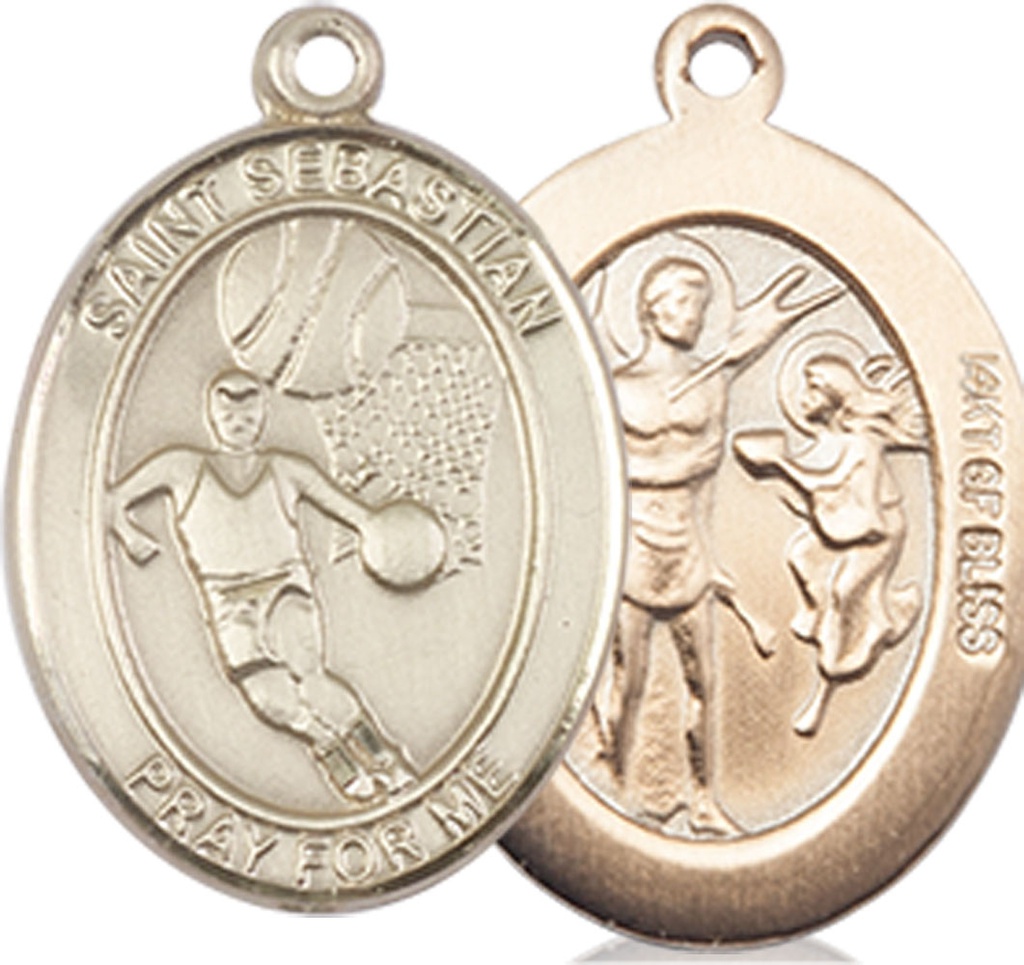 14kt Gold Filled Saint Sebastian Basketball Medal