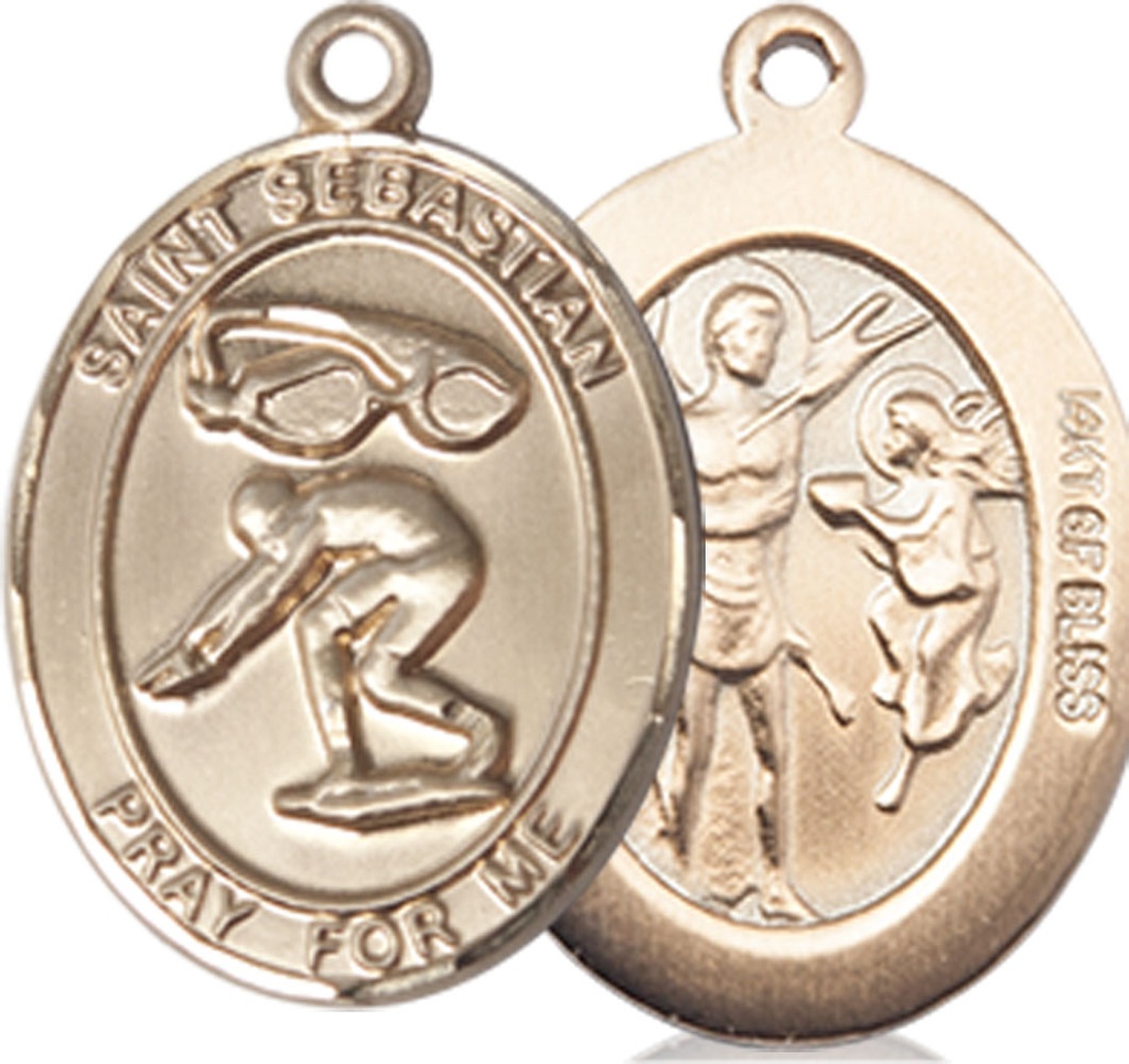 14kt Gold Filled Saint Sebastian Swimming Medal